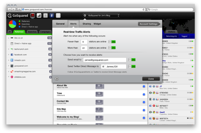 Screenshot of Real-time Traffic Alerts Preferences