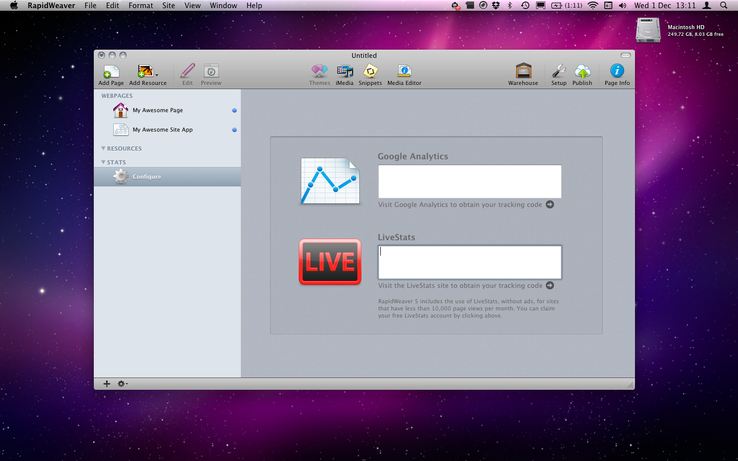 RapidWeaver 5 + GoSquared together at last