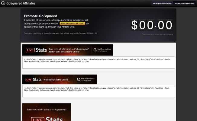 GoSquared Affiliates Dashboard