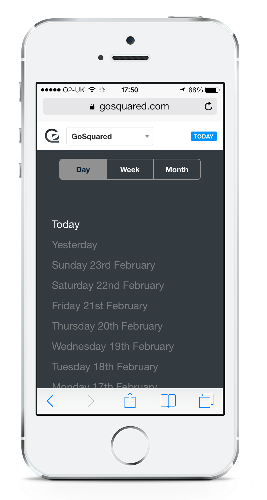 Switch timeframes in GoSquared on mobile easily