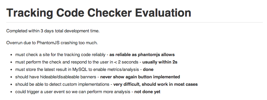 Tracking Code Checker - Evaluation