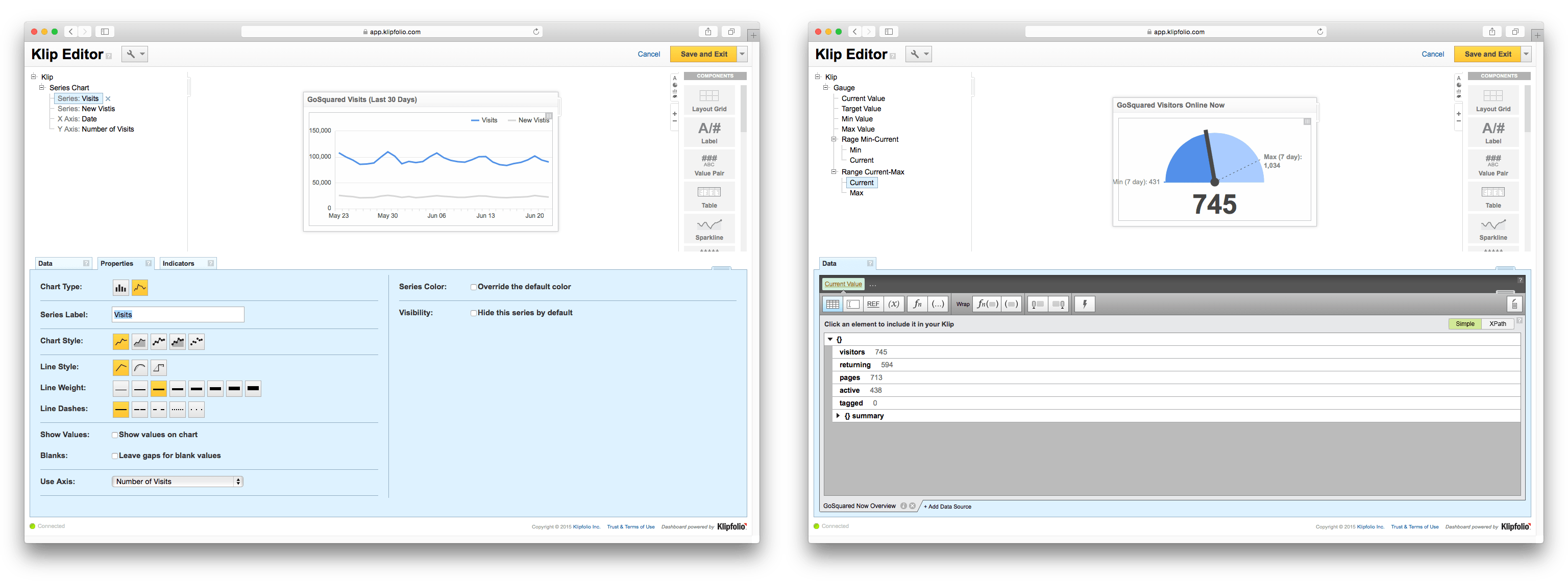 Setting up GoSquared on Klipfolio