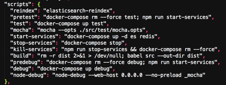 Testing with Docker - what is being run in NPM