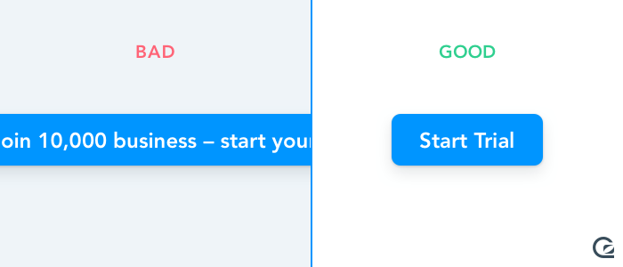 Call-to-Action buttons should have concise copy