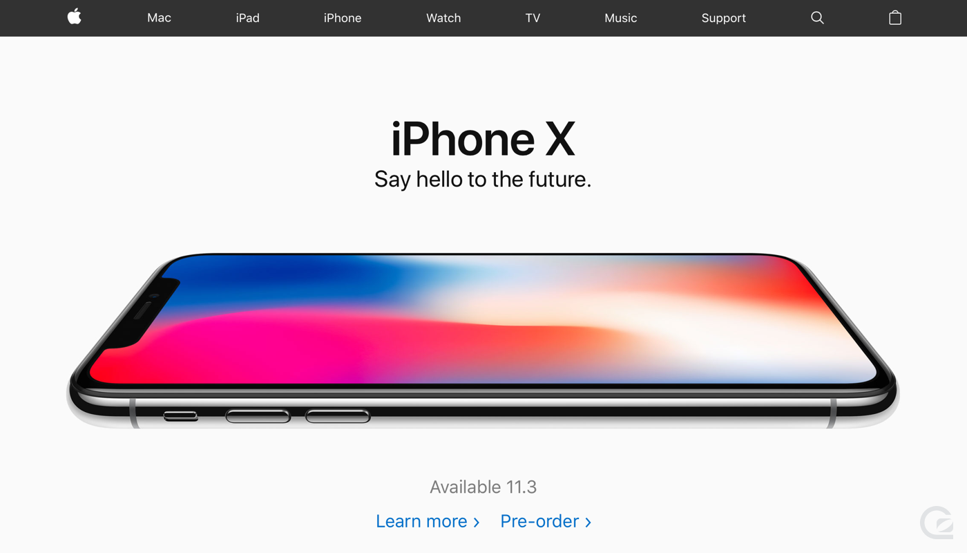 Apple website navigation