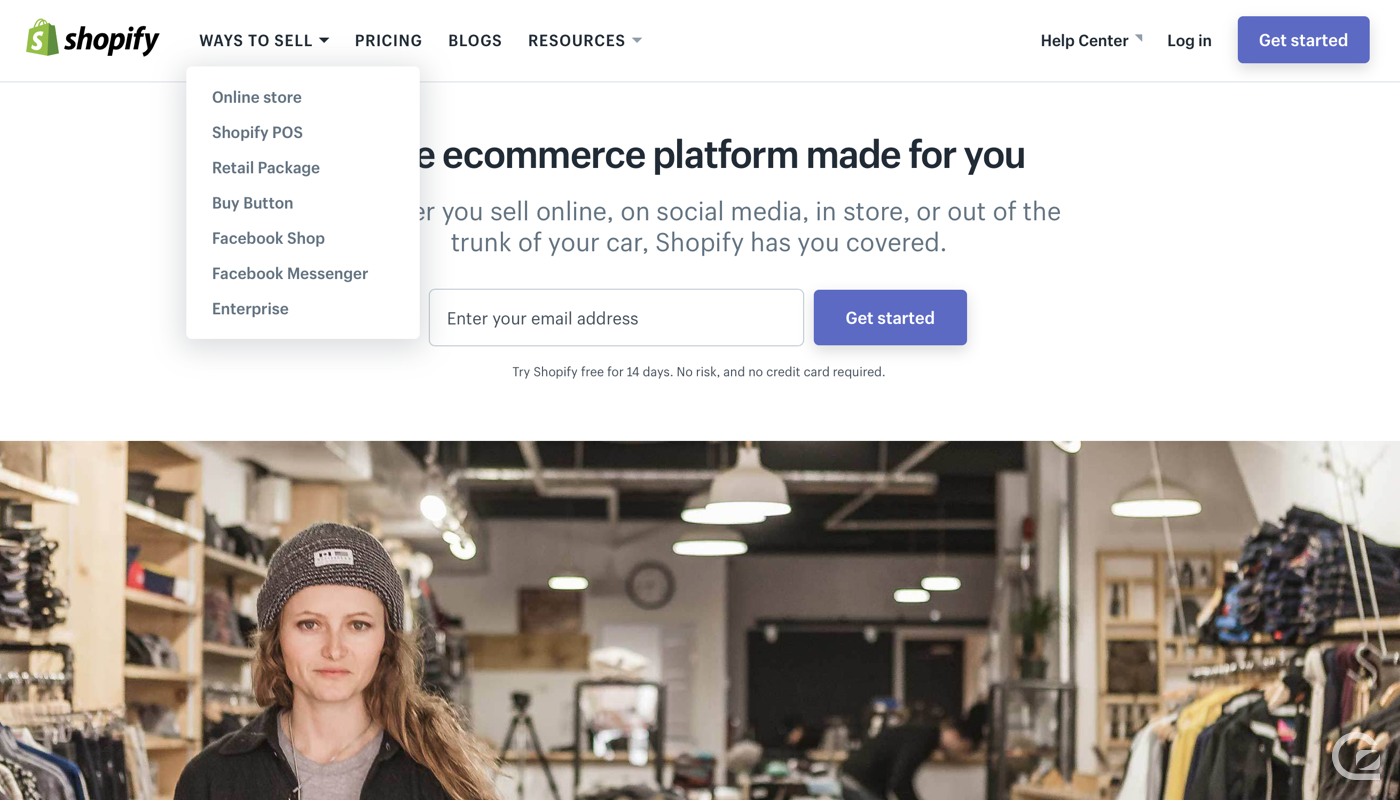 Shopify website navigation