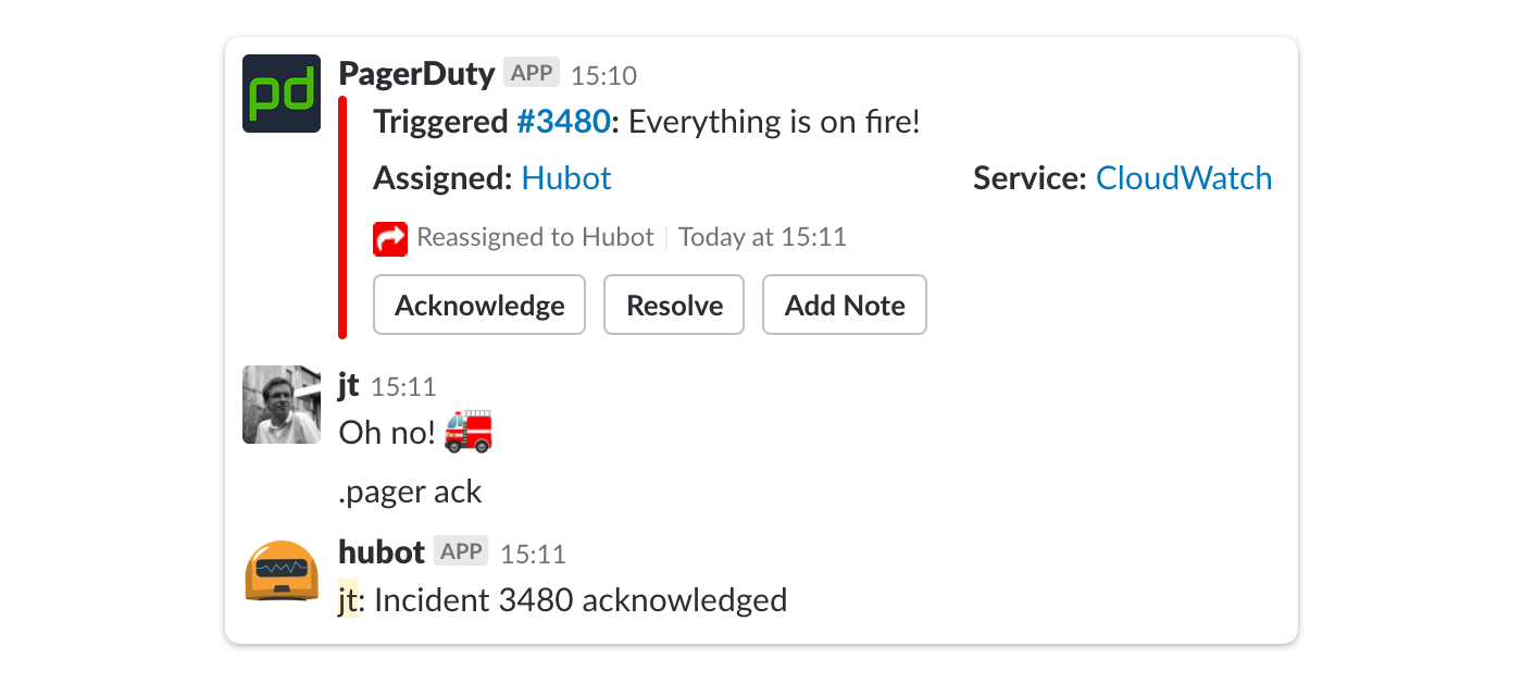 screenshot of a slack integration where something has gone wrong