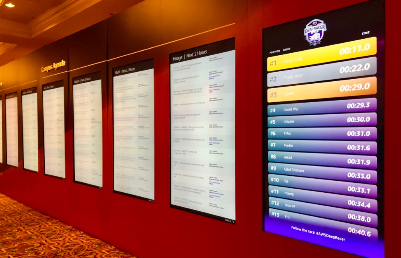 the DeepRacer leaderboard at AWS re:Invent