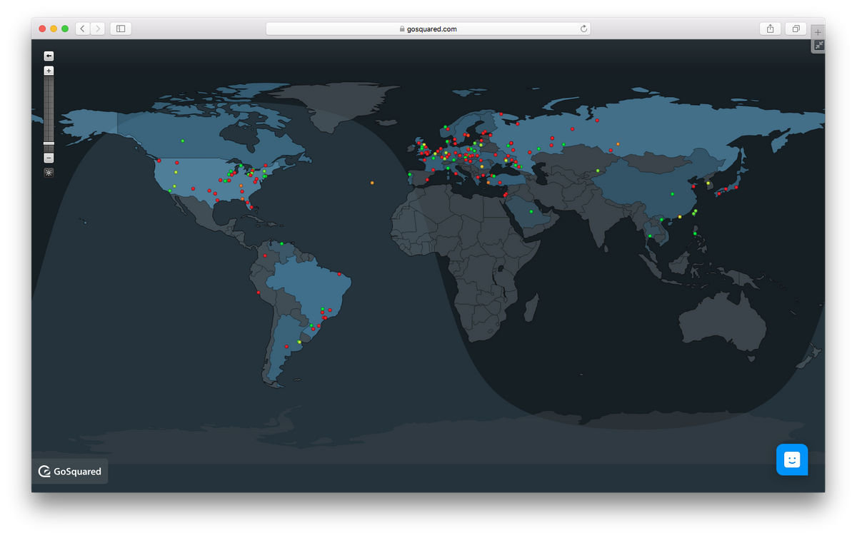 GoSquared Map View for real-time web analytics